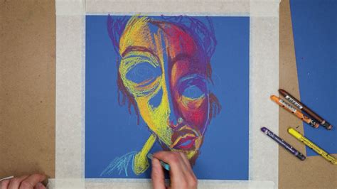 Find Your Art Style Experiment Day 40 Abstract Face On Blue Pastel