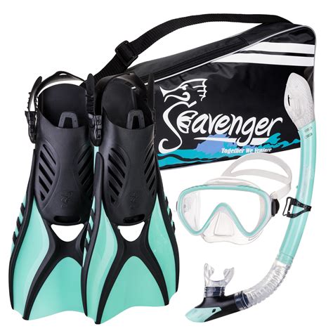 Seavenger Advanced Snorkeling Set With Panoramic Mask Trek Fins Dry