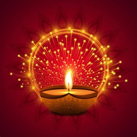 Red Background With Lights For Diwali Free Vector