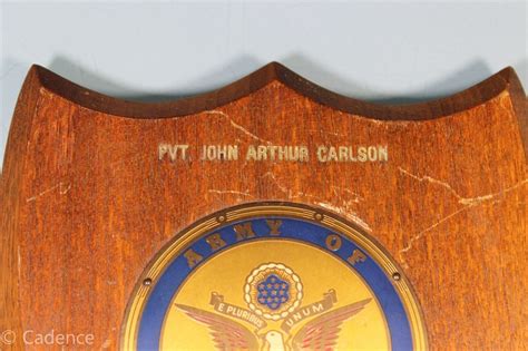 Us Ww2 Army Wood Wall Plaque Brass John Carlson 57th Signal Bn Italy