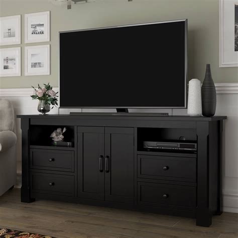 Brimson Contemporary Style Solid Wood Black Tv Stand Media Console