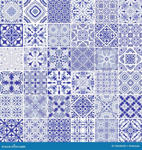 Traditional Ornate Portuguese Decorative Tiles Azulejos Vintage