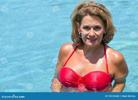 Beautiful Mature Woman In The Swimming Pool Stock Image Image Of Looking Suit