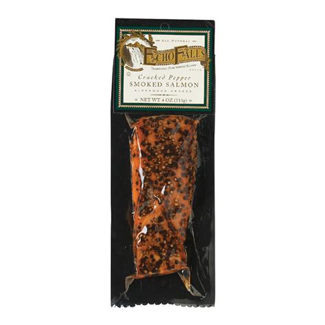 The coho salmon (oncorhynchus kisutch; ECHO FALLS CRACKED PEPPER SMOKED SALMON 4 OZ