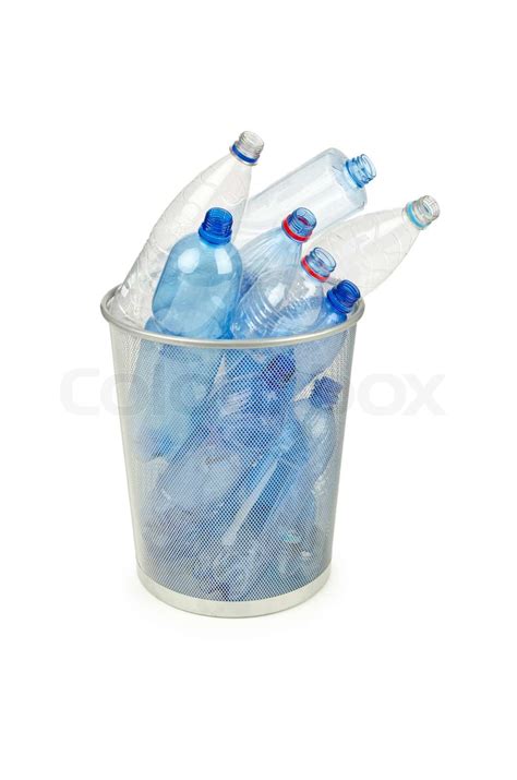 Empty Plastic Water Bottles On White Stock Image Colourbox