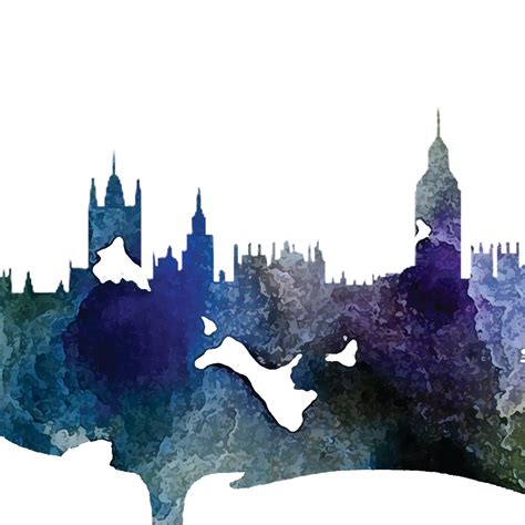 London Watercolor Skyline London Skyline London Art London Poster