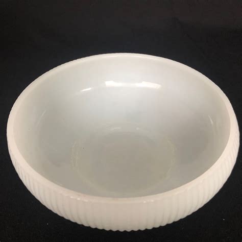 Vintage Finely Ribbed Milk Glass Eo Brody Co Bowl Dish Etsy Uk