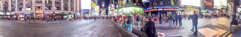 New York City October Tourists Visit Times Square At Night New