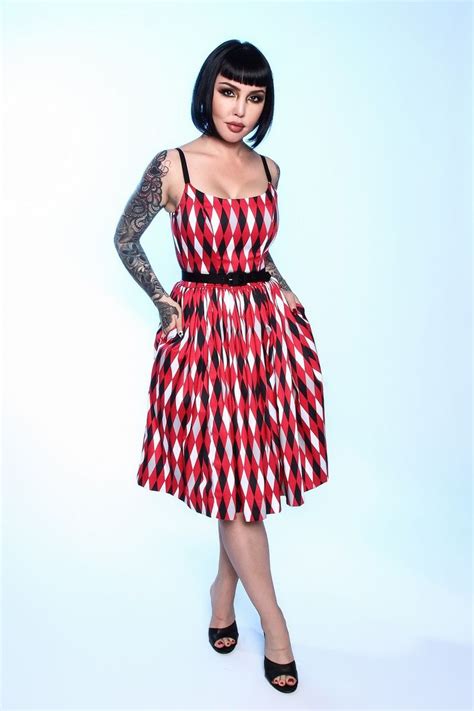 Pinup Couture Jenny Dress In Bad Girl Harlequin Retro Style Swing
