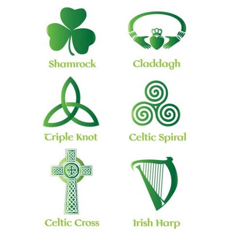 6 Irish And Celtic Symbols Vector Set Gooloc