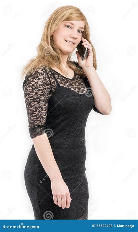 Jonge Vrouw Met Mobiele Telefoon Stock Foto Image Of Ogen Borst