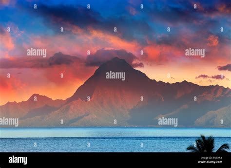 View On Mountain Orohena At Sunset Polynesia Tahiti Stock Photo Alamy