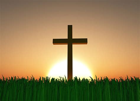 Royalty Free Dramatic Lighting On Christian Easter Morning Cross At