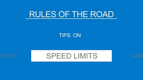 SPEED LIMITS Rules Of The Road Useful Tips YouTube