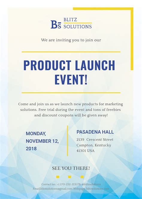 Product Launch Event Invitation Template In Word Pages Illustrator