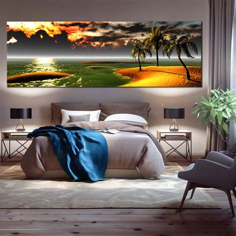 Landscape Canvas Wall Art Hawaiian Beach Sunset Panoramic
