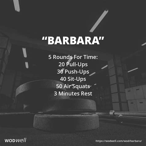 Barbara Wod 5 Rounds For Time 20 Pull Ups 30 Push Ups 40 Sit Ups