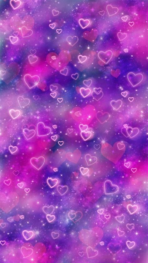 Lovely Hearts Galaxy Made By Me Purple Sparkly Wallpapers