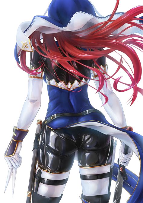 Wallpaper Redhead Long Hair Anime Girls Ass Weapon