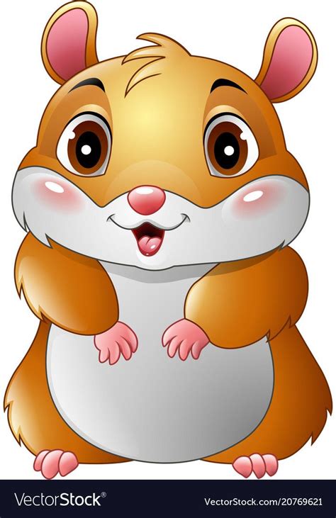 Cute Hamster Cartoon Vector Image On Vectorstock Hamster Cartoon