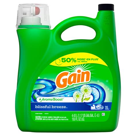It penetrates into the fabric and leaves no residue, cleans in minutes, has a fresh fragrance, keeps colors bright, and is gentle on your hands. Gain Blissful Breeze HE Liquid Laundry Detergent 96 Loads ...