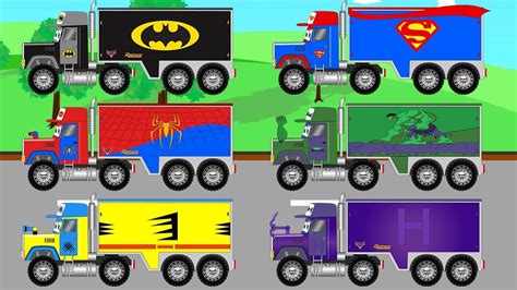 Superheroes Big Trucks Cartoon Car Parking Video For Kids Youtube
