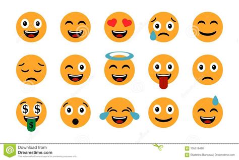 Emoticons Fijados Iconos De La Sonrisa De Emoji Aislados En Blanco