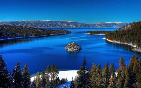 Hd Small Island In The Blue Lake Wallpaper Download Free