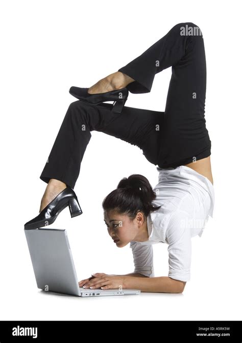 Female Contortionist Businesswoman Stock Photo Alamy