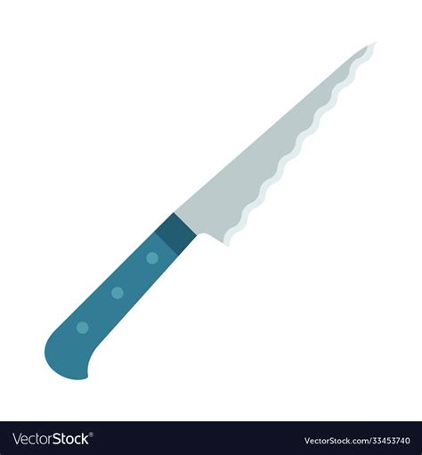 Knife With A Serrated Blade Object On White Vector Image