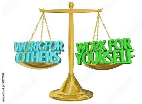 Work For Yourself Vs Others Self Employed Scale 3d Illustration Stock