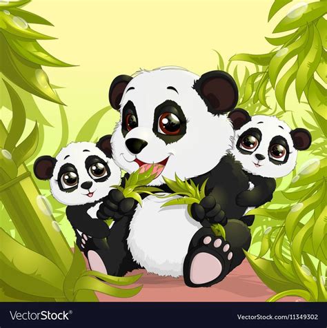 Very Cute Panda Eating Bamboo Vector Image On Vectorstock Panda Art