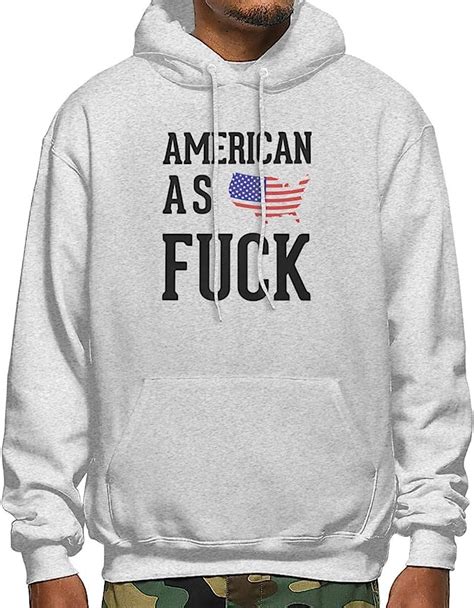 Mens Pullover American As Fuck Casual Hooded Sweatshirt Outwear With Pocket Clothing
