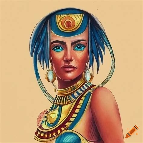 Colorful Pencil Drawing Of Egyptian Goddess Seshat