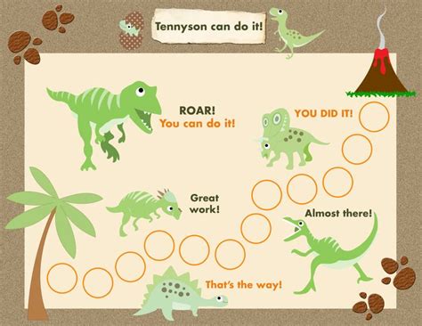 Printable Reward Chart For Children Personalized Dinosaur Adventure