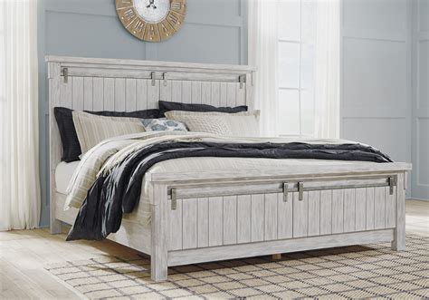 Generous proportions play well with chic brass details by designer caleb zipperer. Brashland White Queen Panel Bed | Louisville Overstock ...