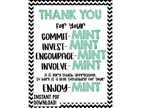 Thank You Mint Printable Etsy