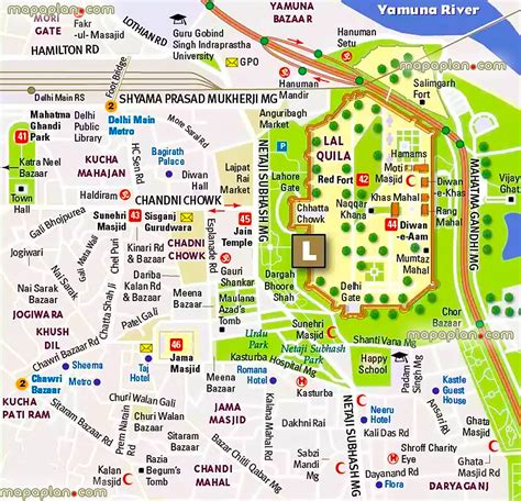 Delhi Top Tourist Attractions Map Old Delhi Detailed Map