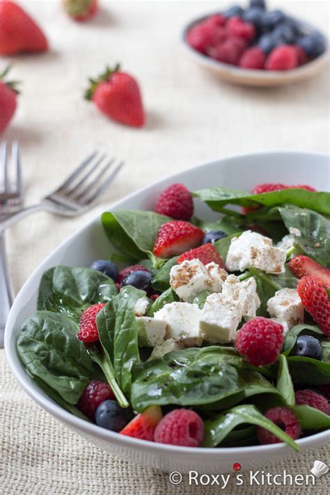 5 Ingredient Spinach Salad With Berries And Feta Cheese Roxys Kitchen