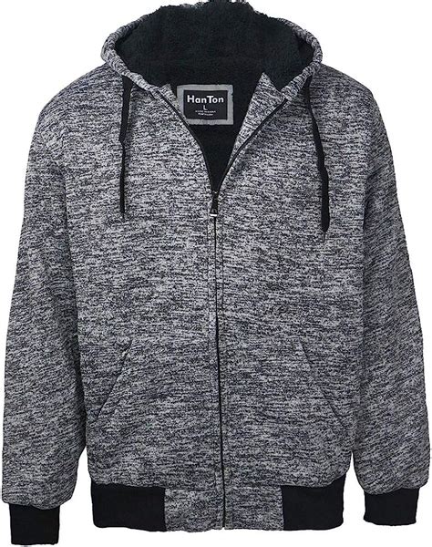 Heavyweight Hoodies For Men Full Zip Up Sherpa Lined Winter Warm Sweatshirts Big And Tall Jacket