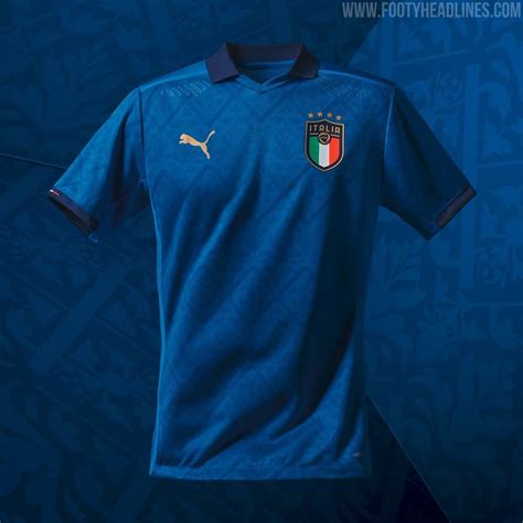 Italy's new 2020 away jersey is white with dark blue accents in the form of the puma logos and collar, while an ornate graphic covers the front and sleeves. Puma Italy EURO 2020 Home, Away, Third & Goalkeeper Kits - "Renaissance Completed" - Footy Headlines