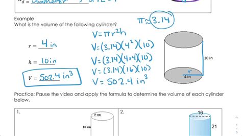 Volume Of Cylinders Youtube