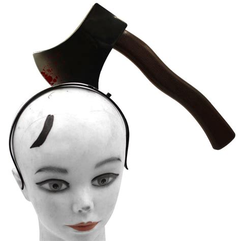 2pcs Funny Scary Halloween Props Bloody Through Head Hair Hoop