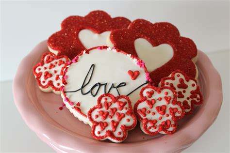 Heart Themed Decorated Cookies For Valentines Day