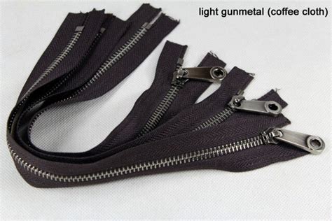 5 Metal Zipper Coffee Cloth Light Gunmetal Teeth Slider Zipper For