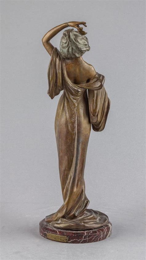 Antique Art Nouveau Nude Lady Art Statue Sculpture Bronze Dodge Fish