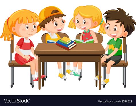 Students Sitting On School Desk Royalty Free Vector Image