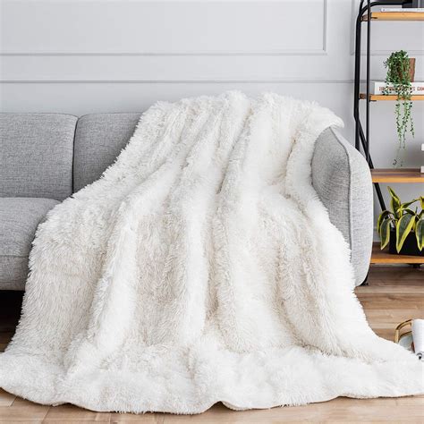 Buzio Weighted Blanket 15 Lbs For Adults Shaggy Elegant Long Faux Fur And Fluffy Cozy Sherpa