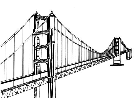 Golden Gate Bridge Line Drawing Bridge Gate Golden Drawing Step