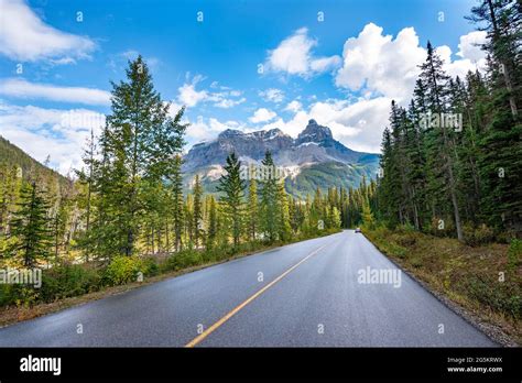 Country Road Yoho Valley Road In The Back Mountain Range With Mountain